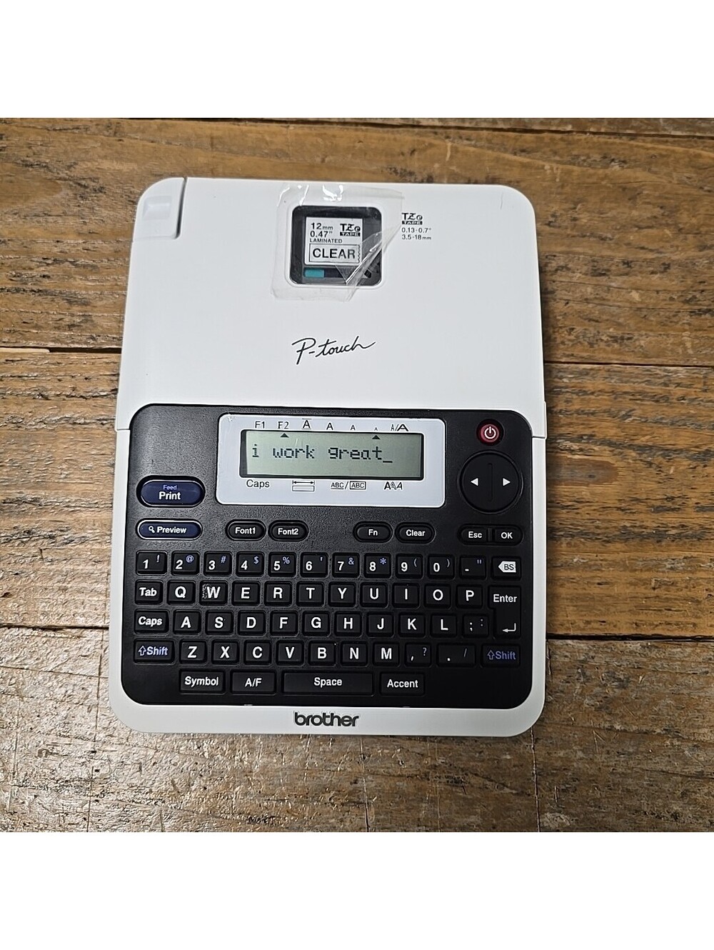 Brother P-Touch Model PT-2040 White Black Label Maker Tested No Ac Cord